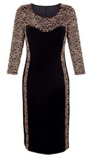 SAMT-KLEID schwarz-champagner-beige ABENDKLEID GR.52 oder 54 NEU