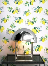 Tapete Vliestapete Weiß Zitronen Blätter Blumen Mustertapete Zitronentapete