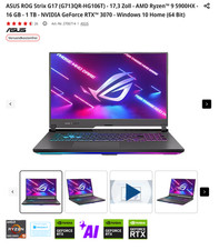 ASUS ROG Strix G17 (G713QR-HG106T) – Ryzen 9 5900HX / RTX 3070 / 16 GB / 1 T SSD
