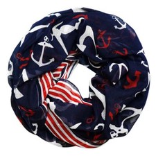 Trendiger Loop mit Ankermotiv Damen Halstuch mit Anker maritim Seefahrer-Look 