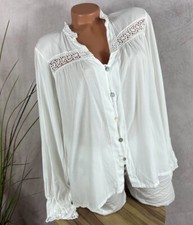 Leichte legere Bluse Häkelspitze Perlmuttknöpfe Italy WEIß  38 40 42