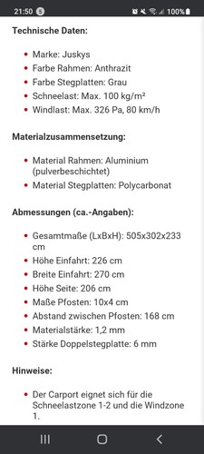 Carport 3x5 einzelcarport - m,