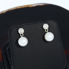 Wert 490 € Brillant Perl Ohrstecker Ohrringe (0,02 carat) 750 18 Karat Weiß Gold