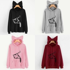 Neu Cute Frauen Katze Ohr Mädchen Hoodie Sweatshirt Kapuzenmantel Tops Langarm