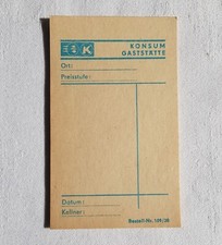 Kellnerblock Konsum Gaststätte Notizblock DDR