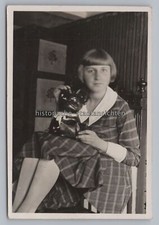 Girl with dog bust - pug? Dog