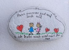 bemalter Stein Naturstein  " Pass immer gut auf Dich auf  " Liebesstein