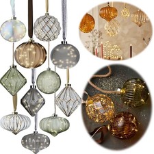 Design XL LED Glas Deko Licht-Kugel 6 Std. Timer WarmWeiß Batterie Band Tau Seil