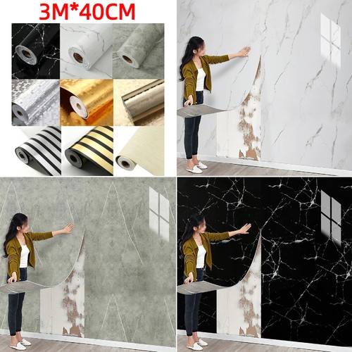 3M Rolle Marmor Tapete Silber