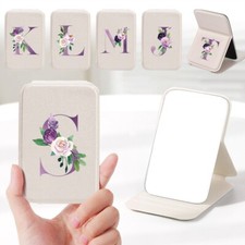 Lila Buchstaben Spiegel Tasche Kompakt Make-up Kosmetik Vergrößerung Faltbar Spiegel