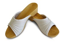 Damen Holz Clogs Leder