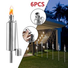 6x 115cm Gartenfackel Ölfackeln Edelstahl Fackel Stahlfackel Ölfackel mit Deckel