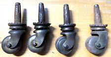 4 kleine antike drehbare Messing - Möbelrollen  mit Einsteckhülsen unrestauriert