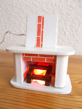 Puppenhaus Kamin mit Beleuchtung aus Holz mit neuem Birnchen