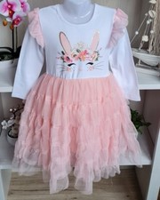 Kinder Mädchen Party Kleid Hase Kostüm Gr. 98 Tüll Tutu Geburtstsga Karnavel
