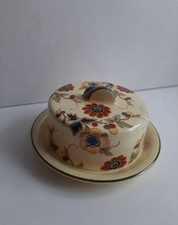 Max Roesler Rodach Mignon Keramik Butterdose Gelb Blüten 20er Jahre