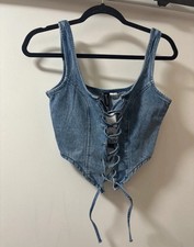 Jeans Schnür Korsett Top Gr