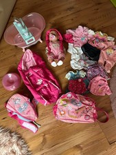 Großes Baby Born Paket Konvolut - Puppe, Tragetasche, Badewanne, viel Kleidung 