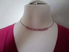 Collier Halsreif Magenta-Pink Länge 46 cm Beauty Kunstperlen Alu Stahl