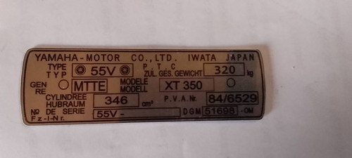 Typenschild schild yamaha - typenschild,