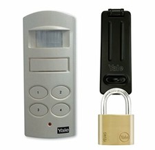 YALE Alarmanlage Set Keller Garage Vorhängeschloss + Überfalle + PIR Alarm Safe