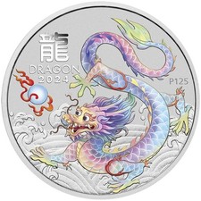 1 $ Dollar Lunar III White Dragon - Weisser Drache Australien 1 oz Silber 2024