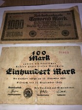ZWEI DEUTSCHE BANKNOTEN 1922: 1000 & 100 MARK: Umlaufzustand: über 100 Jahre