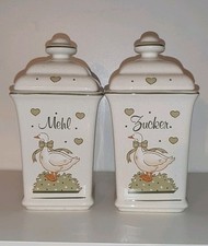 2 Pfalzkeramik Handdekoriert Gänseglück  dosen Deko-(Mehl-Zucker)-20cm