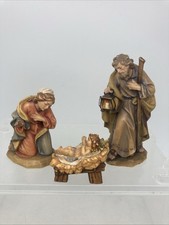 24946/ Heilige Familie Krippenfiguren geschnitzt farbig J11cm Nebelhorn Allgäu