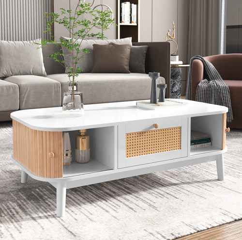Couchtisch mit schiebetüren - couchtisch,