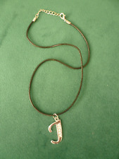 Modeschmuck Halskette Kette mit Anhänger "J" Buchstabenanhänger Lederband