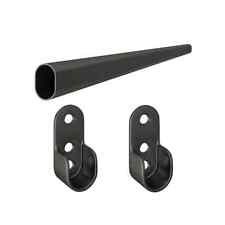 Kleiderstange Wandhalter Garderobenstange Schwarz 30x15mm Schrankstange oval