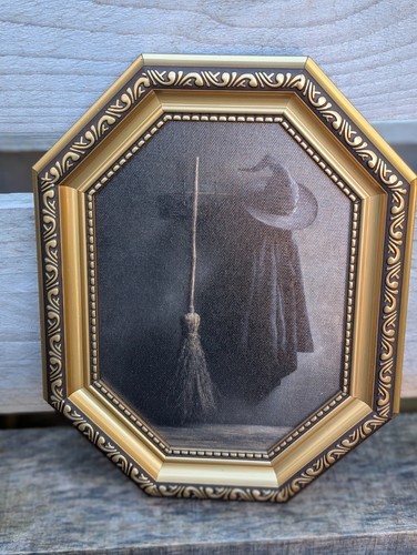 Wandbild hexe besen hut - wandbild, rahmen