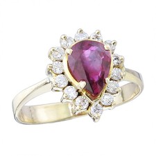 Ring 585 gold ruby diamonds