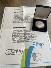 Franz Josef Strauß Gedenkmünze, 40mm, 30g 999 Feinsilber & Autogramm