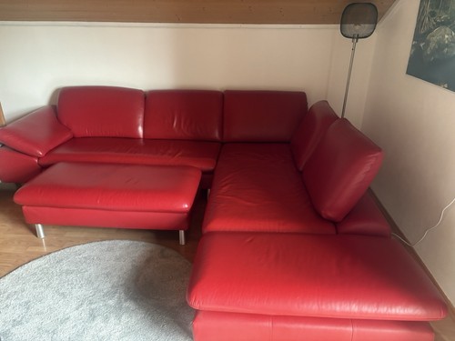 Hülsta ledercouch und - hülsta, hocker