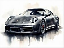 Porsche 911 - Leinwand oder Poster - Auto Sportwagen Illustration Wandbild P248N