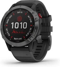 Garmin Fenix 6 47 mm grau am Silikonarmband schwarz [Pro Solar Edition]