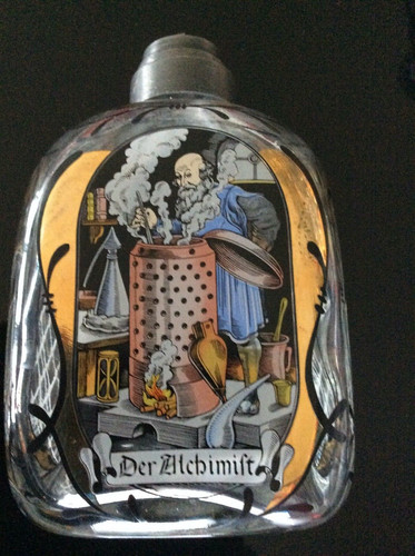 Antike glasflasche viereckig - antike,