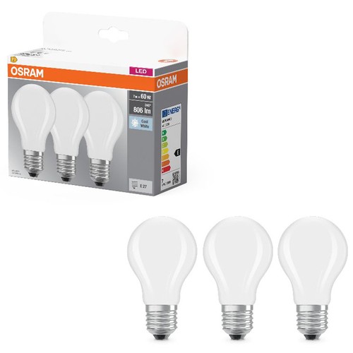 3er pack osram led base - base, e27