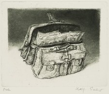 R. ESCHER (*1936), Alterndes Paar,  1987, Radierung Realismus Stillleben