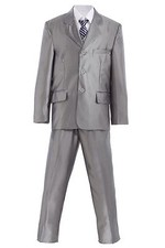 5tlg Kinderanzug Kommunionsanzug Anzug Gr. 98-152 grau mit schwarz Nadelstreifen