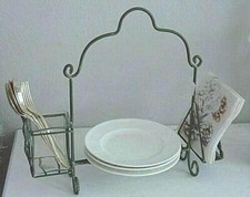 Menage, Gestell für Teller, Servietten, Besteck..., Grau, French Shabby Landhaus