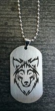 Halskette  Wolf Edelstahl  Necklace Dog Tag Anhänger Pendant Tags
