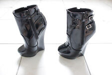 Sexy Gogo Plateau High Heels Pony-Heels Lack schwarz Gothic Gr 36