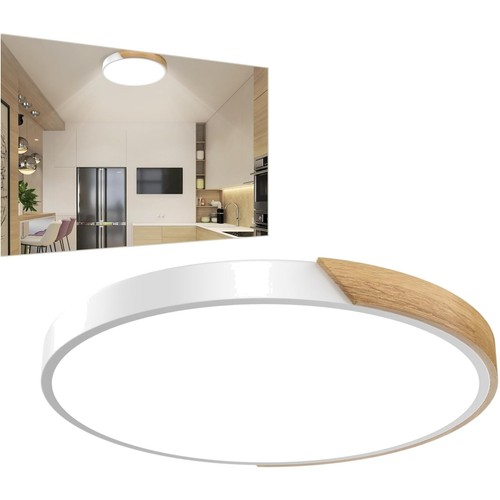 Led deckenleuchte holz rund - holz,
