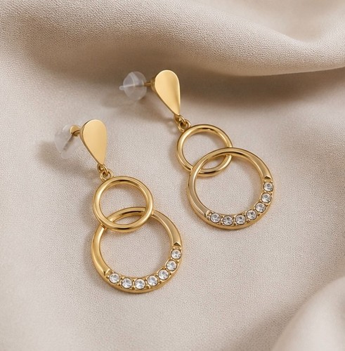 Kristall kreis ohrringe - kreis, gold