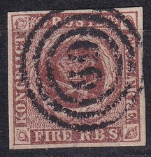 Dänemark Mi 1 mit Nummernstempel #1