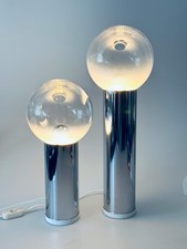 Reggiani Lampe OMA Italy Tischleuchten Paar Chrom Spaceage 70er