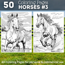 50 Pferde #3 Malbilder zum
